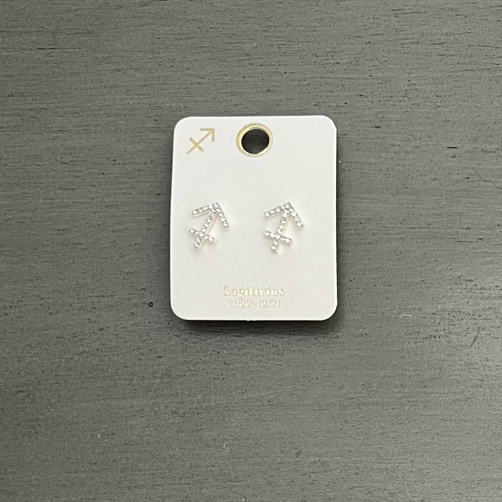 ♐️🏹Sagittarius Astrological Zodiac Sign Crystal Silver Earrings Nov 22 - Dec 21